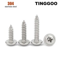 10/50Pcs PWB M1.4 M1.7 to M6 304 Stainless Steel Cross Phillips Pan Round Head With Washer Collar Self Tapping Wood Screw DIN968