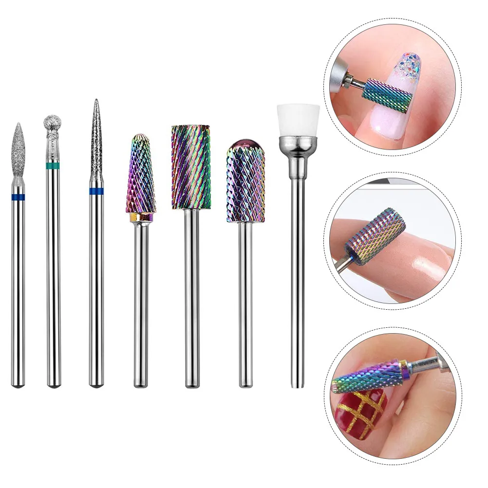 1Set Nail Art Tungsten Steel Grinding Bits Durable Polishing Nail Beauty Tools Manicure Grinding Supplies for Salon