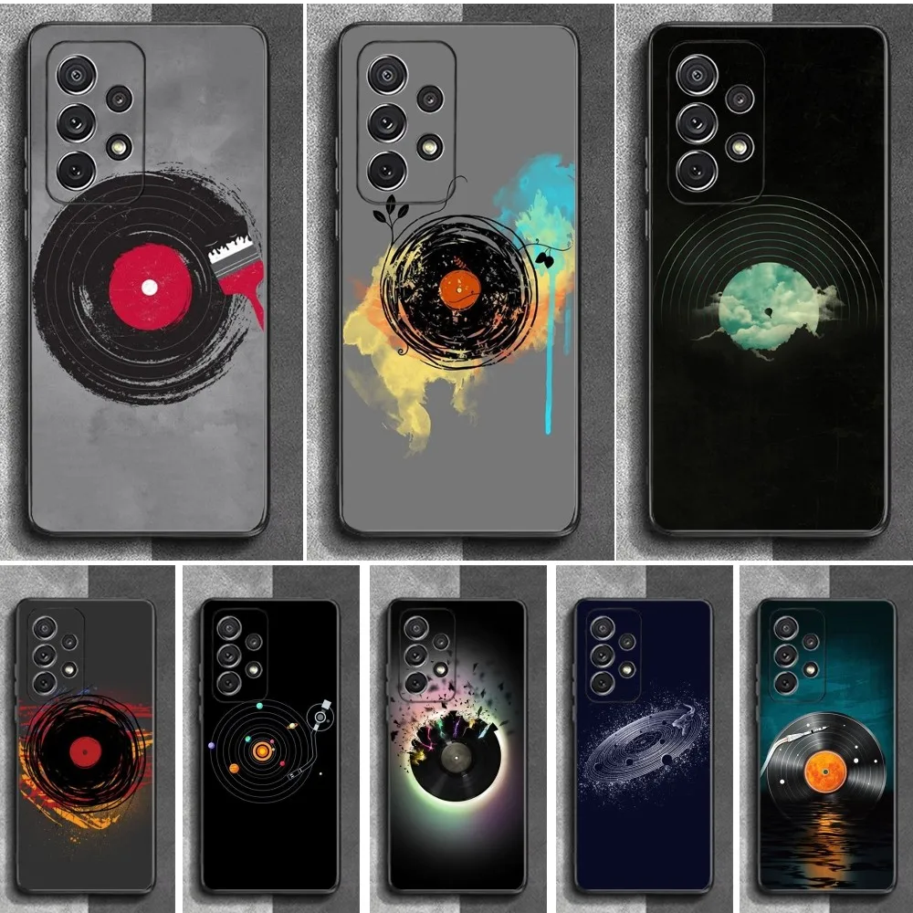 Vinyl DJ Record Art Phone Case For Samsung S25,S24,S23,S22,S21,S20,S10,Ultra,Plus,Lite,FE,Soft Silicone Black Cover