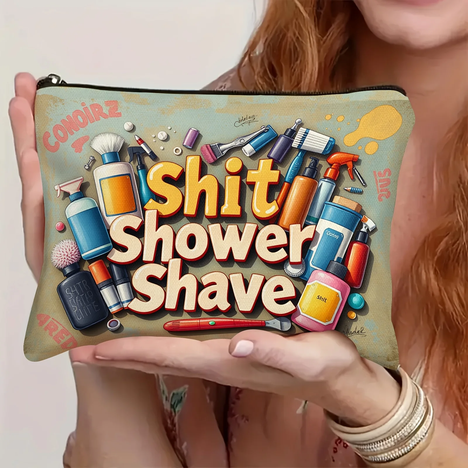 AMen's シェービングセット化粧品バッグ - 女性用のかわいい多機能ジッパーバッグ、ジュエリー収納バッグ、旅行に最適なジッパーポーチ。