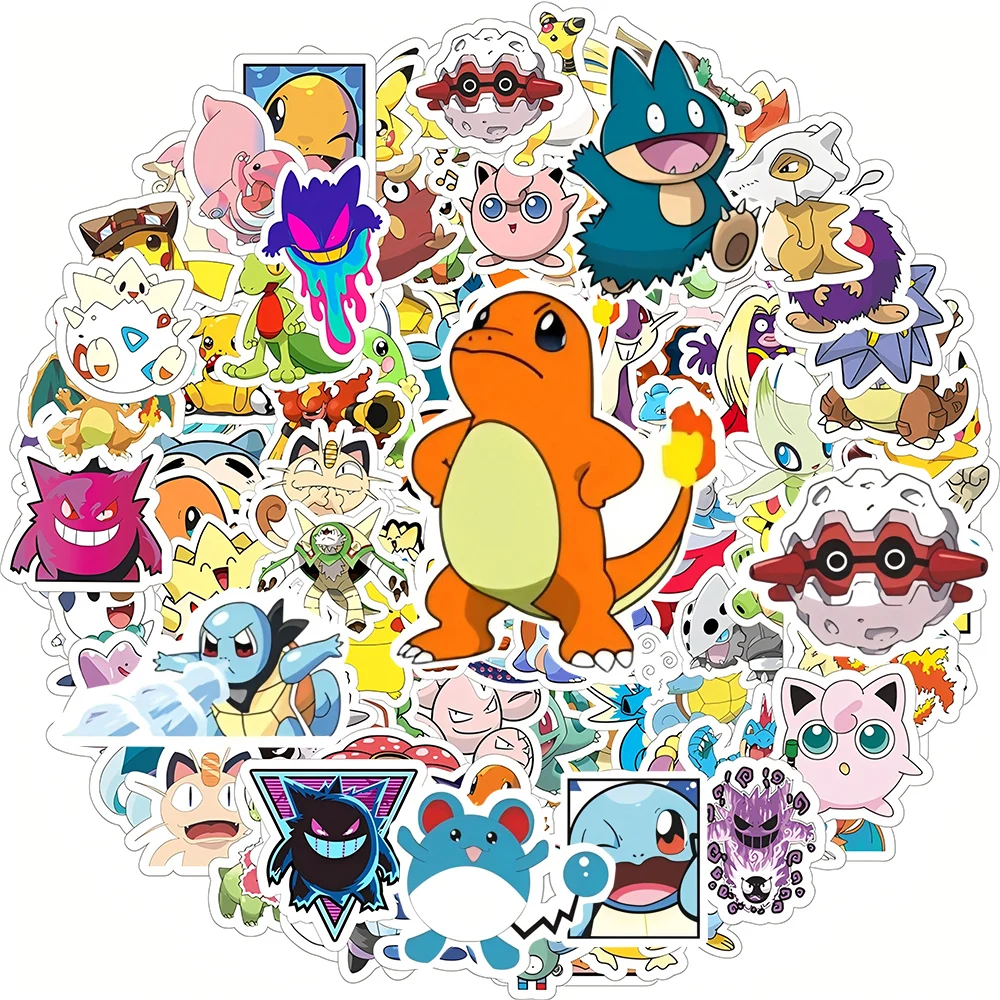 10/30/50/100pcs Kawaii Pokemon Pikachu Gengar Anime Stickers Cute Cartoon Decals Waterproof Graffiti Laptop Skateboard