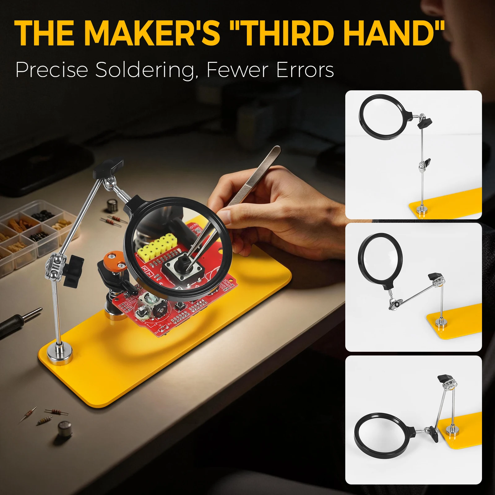 NEWACALOX Magnetic Helping Hands Soldering Third Hand Tool Box Adjust PCB Holder Electronic Reparing Welding Magnifying Glass