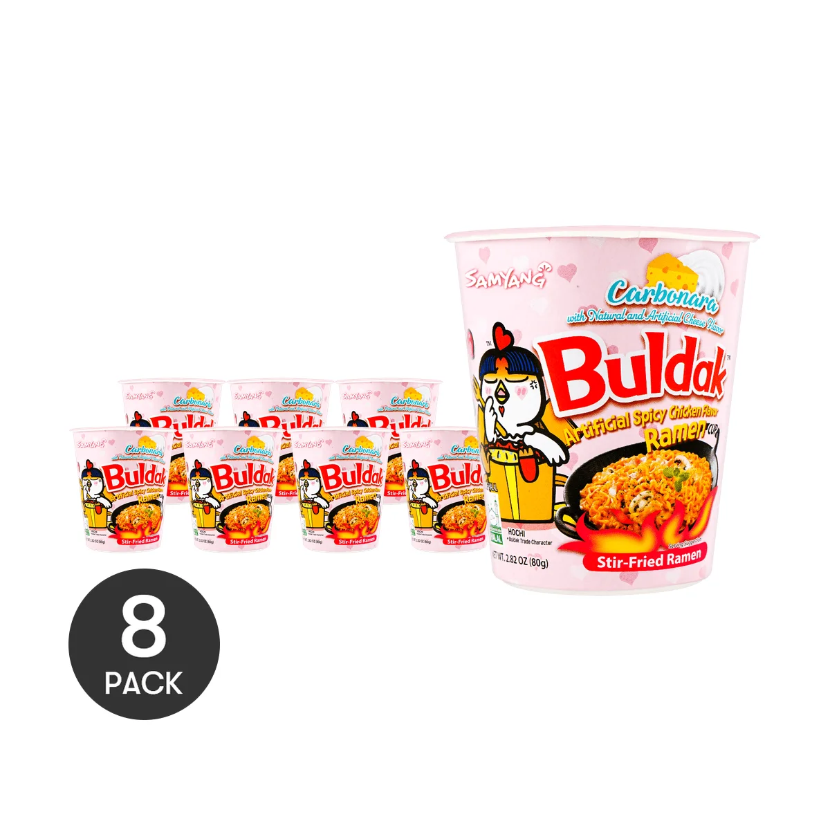 [8Packs] Koreaanse Buldak Noedels Carbonara Roergebakken Ramen-Hete Kip Smaak, 2.82Oz Instant Eten, 2.82Oz * 8 Pakjes