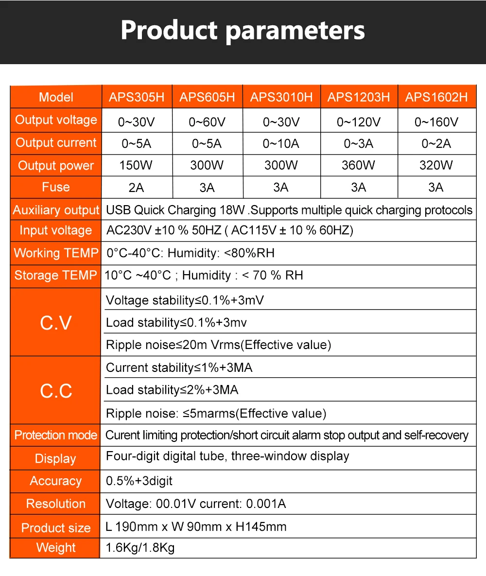 Alimentatore CC a commutazione regolabile APS605H Tensione e corrente regolabili 60 V/5 A per la ricerca di laboratorio