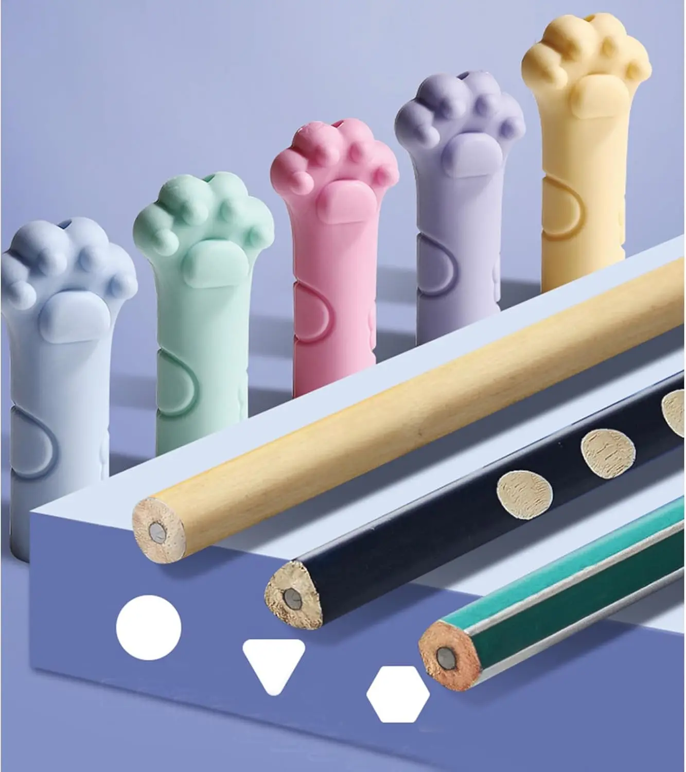 30 Pcs Cute Pencil Caps Cat Paw Erasers Pencil Top Pencils Tip Protector Cover Pencils Toppers Caps Extender Holders for Student