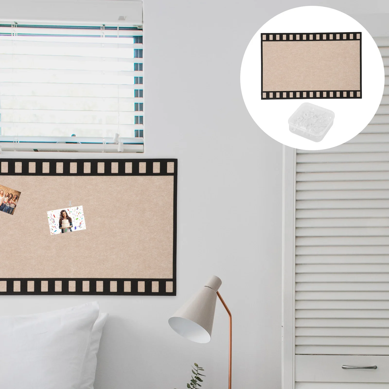 

Vintage Film Strip Felt Memo Board Retro Photo Frame Bulletin Board Soft Felt Photo Display Wall Decor Office Home