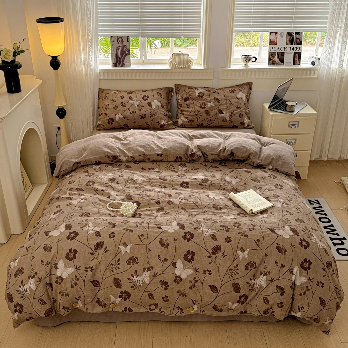 Ins Prinzessin Bettwäsche Set Einfache Floral Bettbezug Kissenbezüge Flache Blatt Einzel Twin Doppel Queen Size Wohnkultur Bettwäsche Set – Detail 4