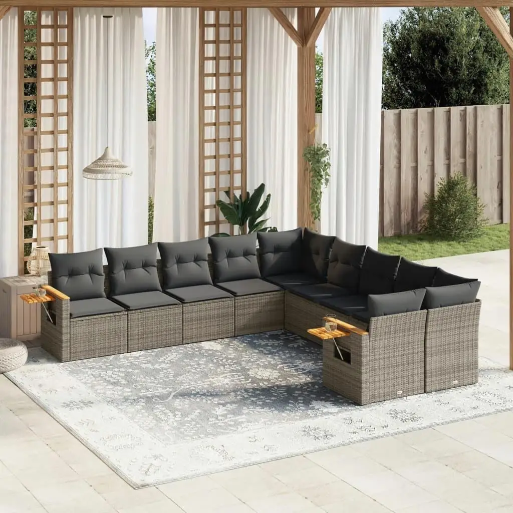 

Comfortable Grey PE Rattan Garden Sofa Set with Large Adjustable Feet for Outdoor Relaxation and Stylish Living Space