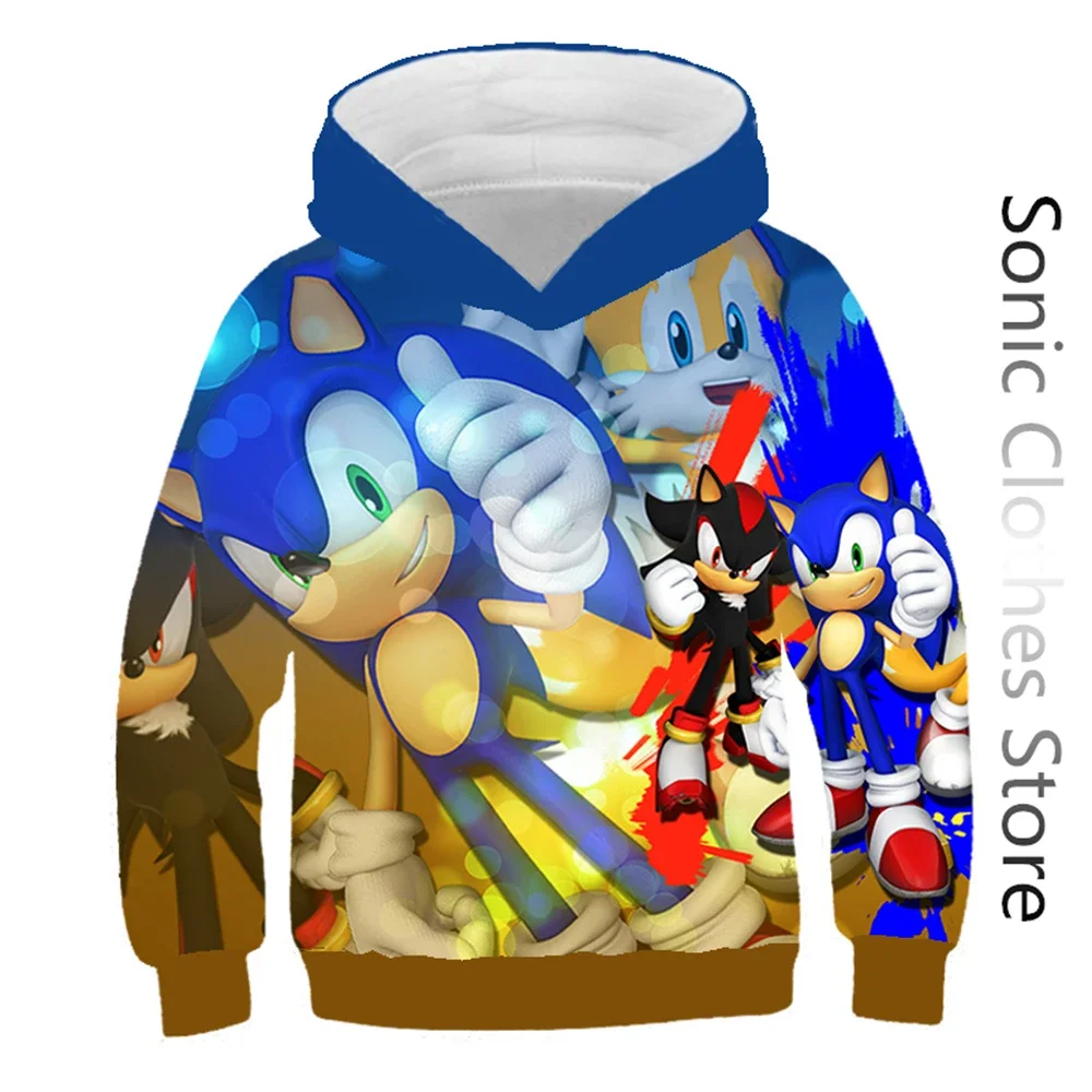 Sweat à capuche Sonic pour enfants de 3 à 14 ans, vêtements pour garçons, Harajuku, vêtements de printemps et d'automne pour filles, manches longues, pour hommes et femmes