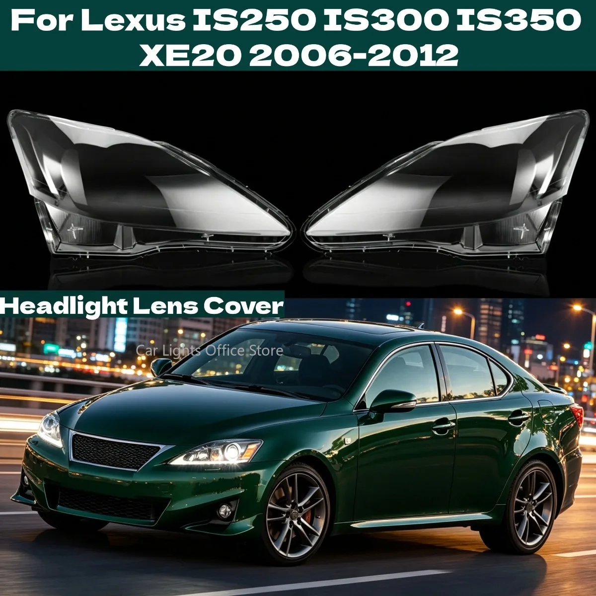 Pair Car Headlight Headlamp Clear Lens Shell For Lexus IS250 IS300 IS350 XE20 2006-2012 Replace Transparent Protective Lampshade