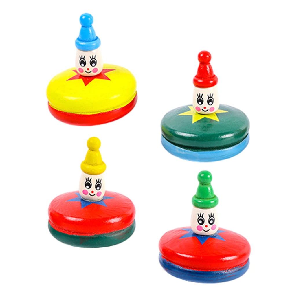 

4pcs Wooden Tops Toys Mini Spinning Gyroscopes H Kids Party Favors Birthday Supplies Gifts Holiday Gadgets