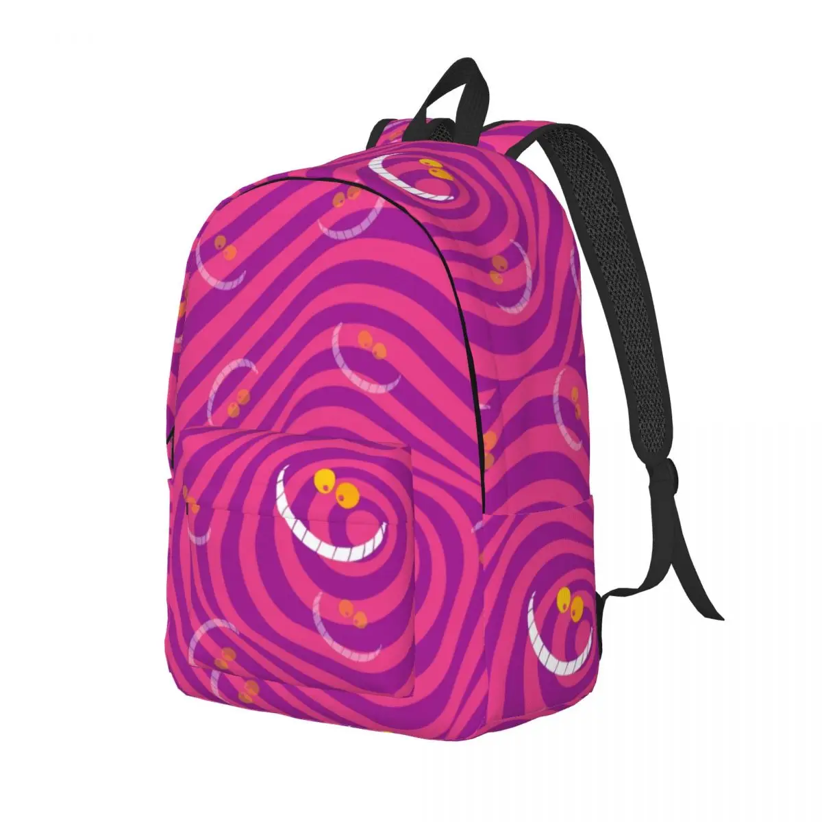 Custom Cheshire Cat Pattern Canvas Backpacks for School College Student Bookbag Fits 15 Inch Laptop Alice In Wonderland Bags