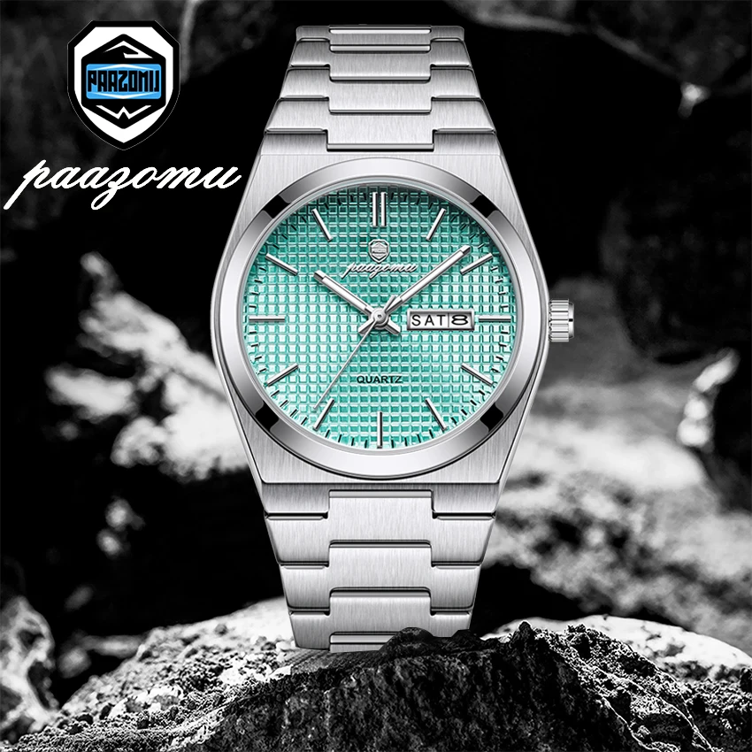 POEDAGAR ساعة رجالية فاخرة تاريخ الأسبوع مقاوم للماء مضيئة ساعة من الفولاذ المقاوم للصدأ للرجل عادية كوارتز ساعات رجالية الذكور الرياضة + Bo #1