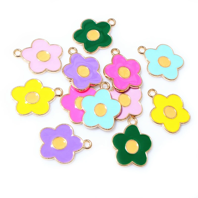 

20 шт. 19x15 мм эмаль цветок подвески кулон сплав ремесло DIY изготовление ювелирных изделий аксессуары для серег браслет ожерелье выводы