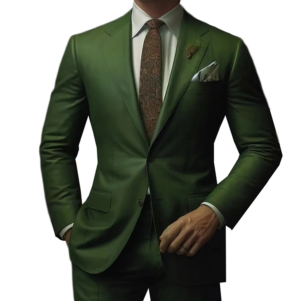 

Green Men Suits Two Buttons Business Wedding Party Suit 2 Pieces Jacket Pants Formal Occasions Custom Formal Male Clothing