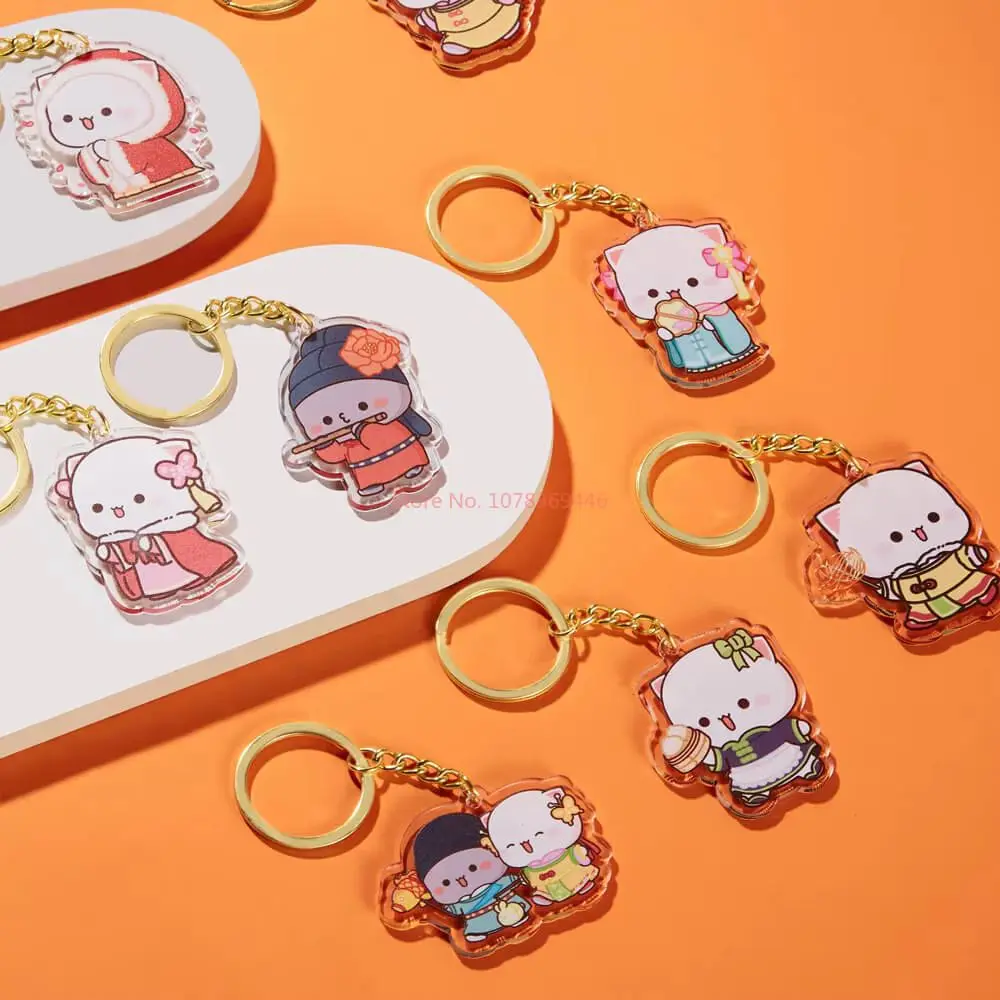 10Pcs New Original Mitao Cat Cute Expression Acrylic Keychain Pendant Kawaii Backpack  Pendant Lovers Keychain Exquisite Gift