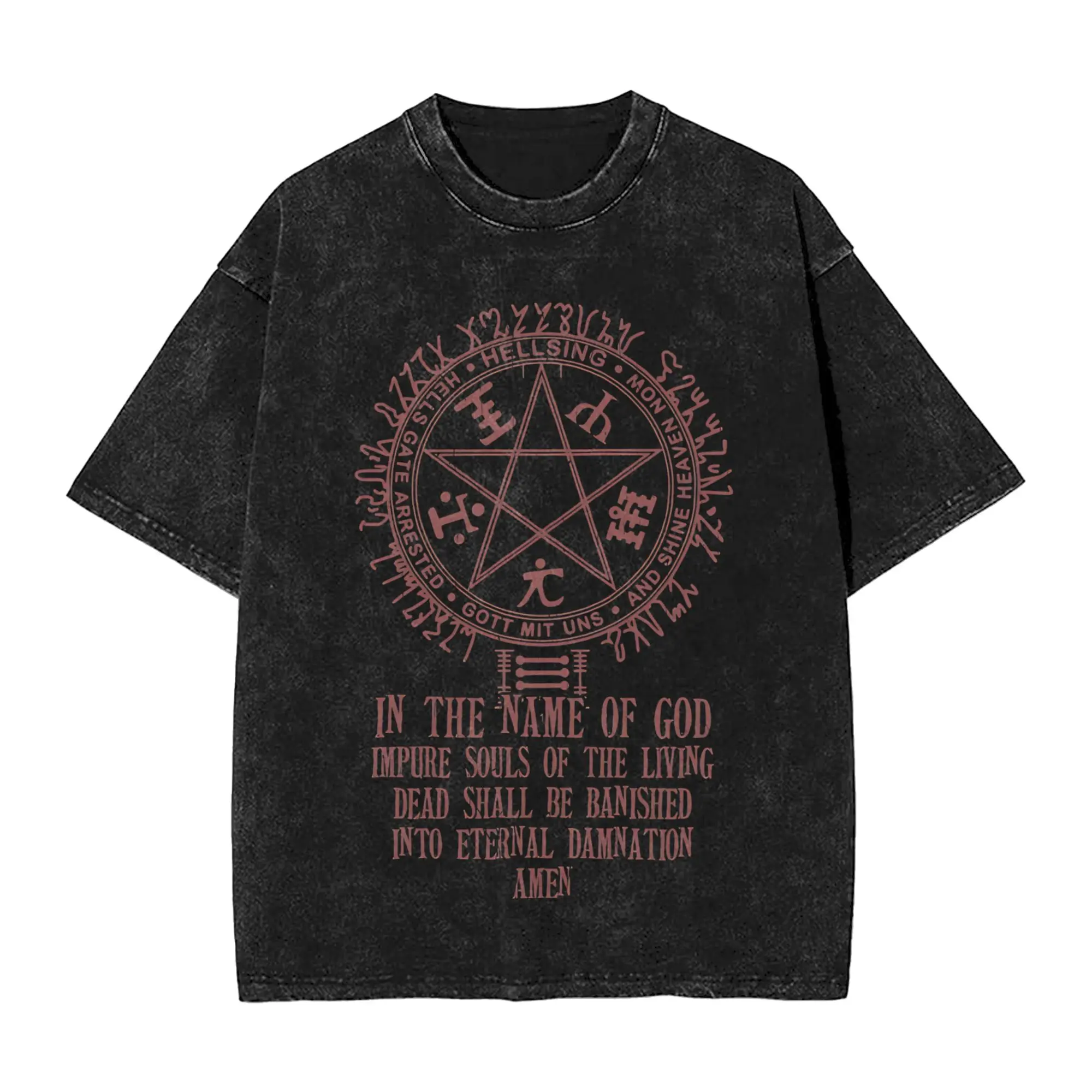 Hellsing - Alucard T Shirt Hip Hop Washed Short Sleeve Oversize T-Shirt  Novelty for Men Women Streetwear Printed Tops Tees view 2
