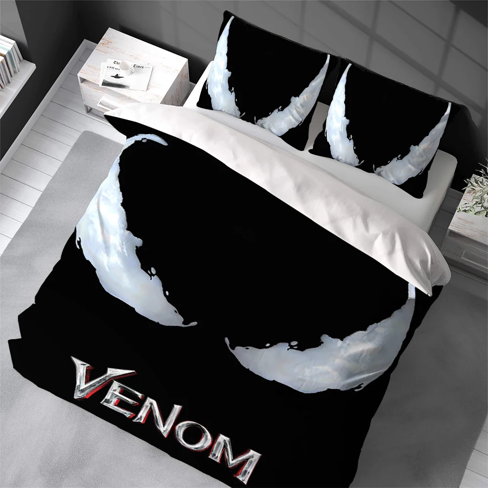 

Комплект постельного белья V-Venom Movie: пододеяльник, 3 предмета, мягкий хлопок, для дома и общежития, подарок для студентов
