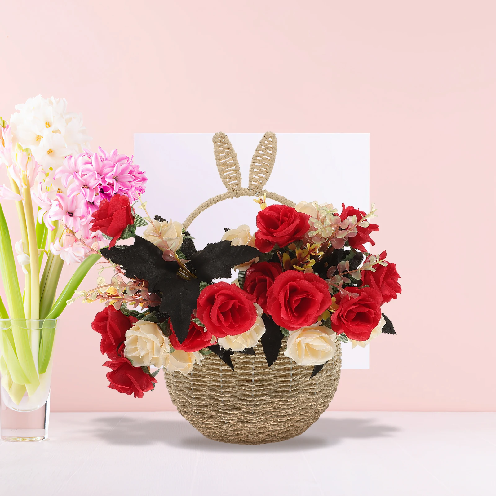 

Rabbit Hand Basket Multifunctional Storage for Bread Basket Small Snacks DIY Party Decor Rustic Style Woven Baskets