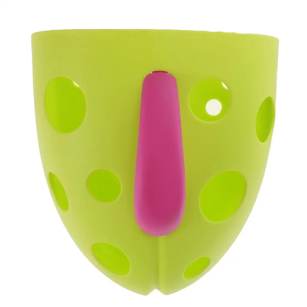 Bathroom Wall Sucker Kids Bath Toys Storage Basket Shower Toys Scoop -Green