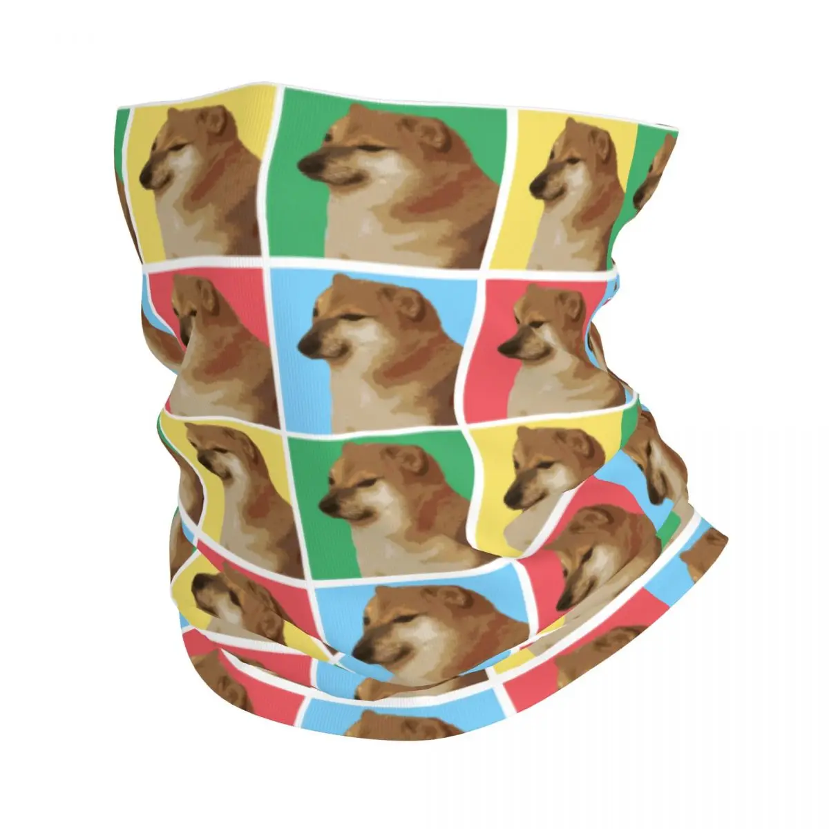 Vaporwave Aesthetic Cheems Bandana Neck Warmer Women Men Winter Hiking Ski Scarf Gaiter Shiba Inu Doge Meme Face Cover