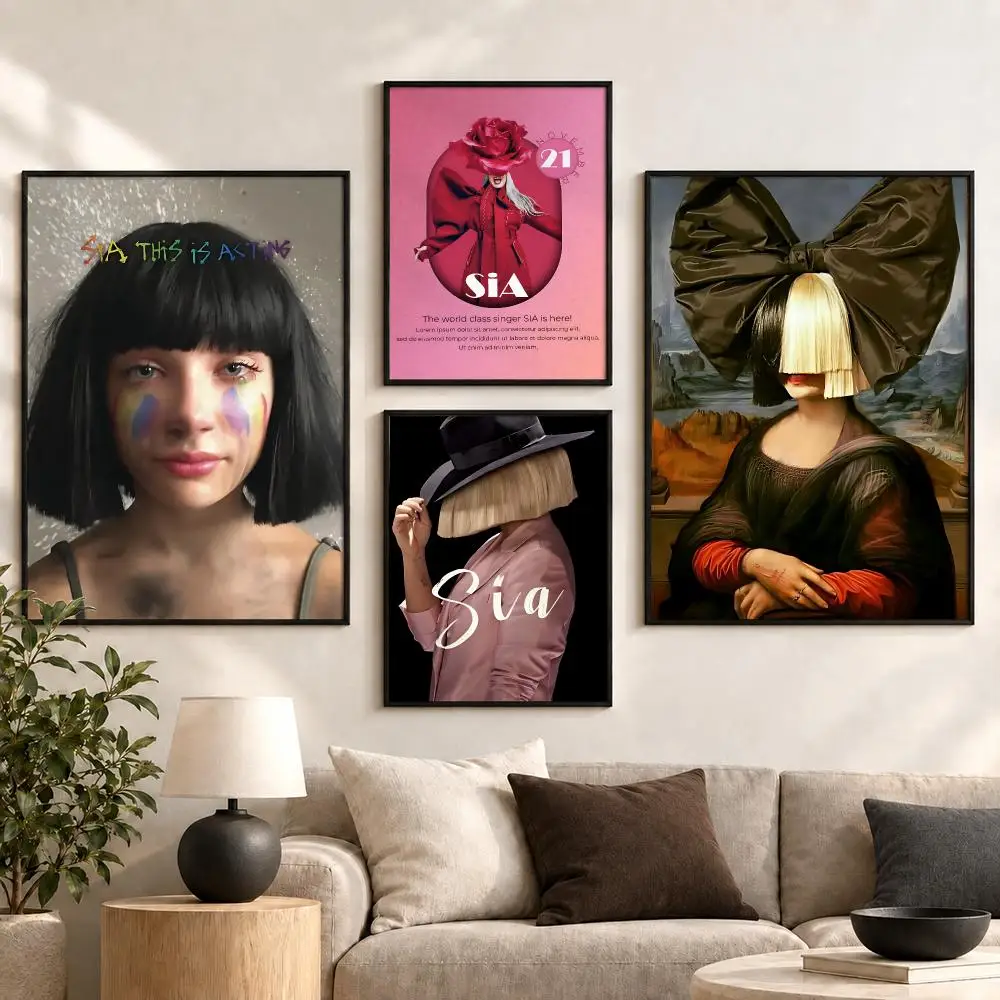 Sia Pop Singer Vocalist Music Album Stage Aesthetic Poster Aesthetic Art Print for Bedroom & Living Room Decor, Unframed