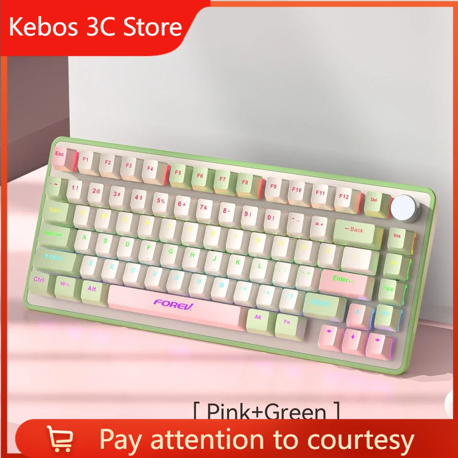 

Mechanical Keyboard Wired Keyboard RGB Three-mode Mechanical Keyboard with Knob Gaming Keyboard USB English