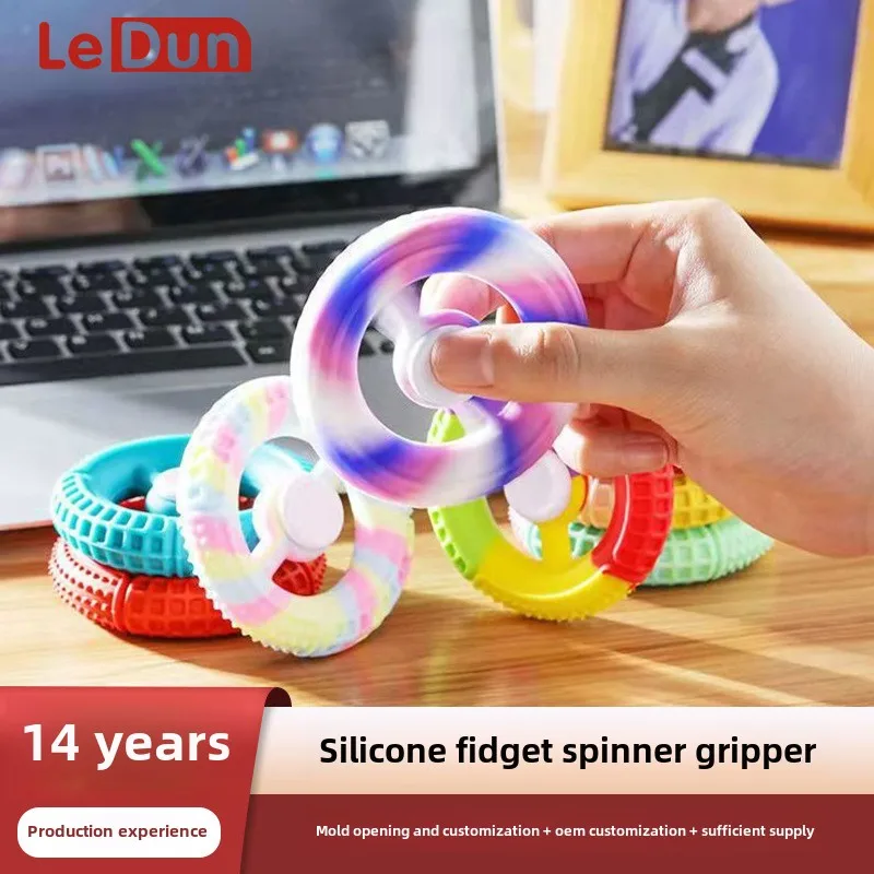 

Leton Silicone Fingertip Gyro Decompression Toy Artifact Spring Grip New Exotic Finger Pressure-Reducing Creative Gyro Wholesale