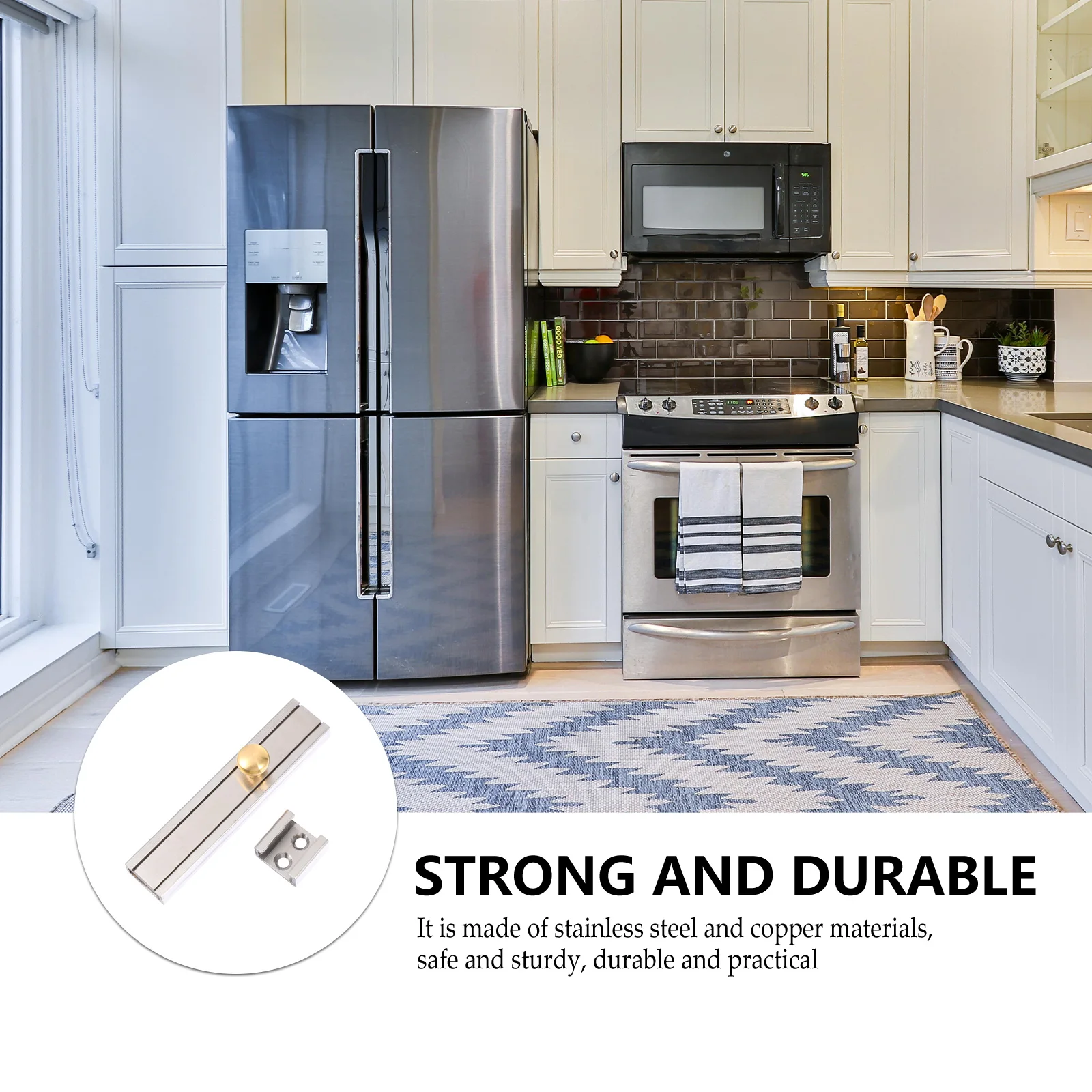 

Sliding Door Lock Deadbolt Anti Theft Latch Stainless Steel Copper Heavy Duty Garage Hardware Security Device Durability Easy