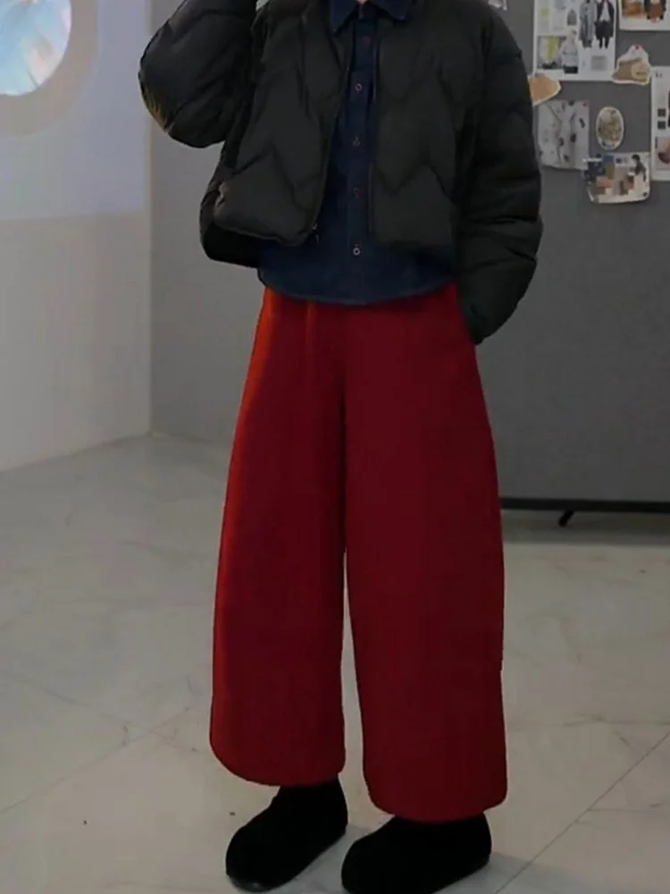 الكاكي Fce اصطف واسعة الساق السراويل الرياضية النساء مستقيم قطع تخفيف Sle عالية الخصر مطاطا بيند سكين السراويل بناطيل كاجوال