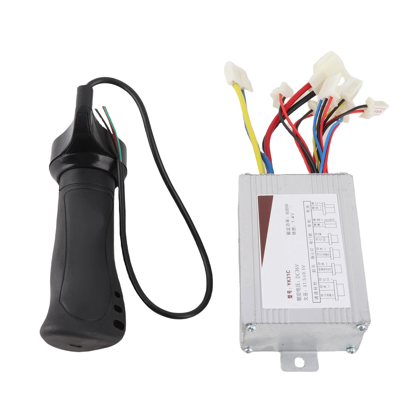 Elektrische fiets, elektrische scooter, 36V, 800W, controller met borstelmotor, korte kabel, gashendelset.