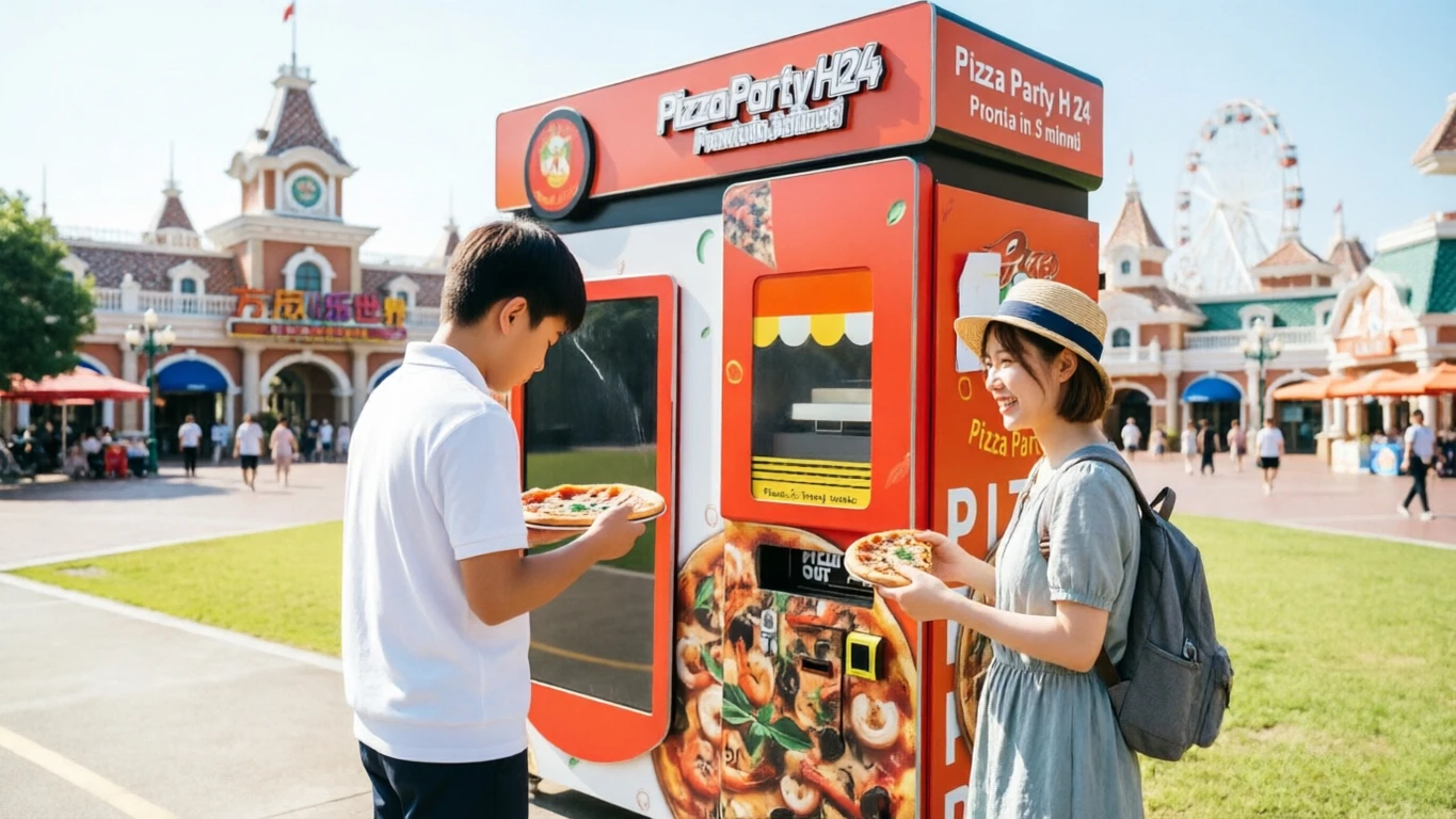 Smart Pizza Vending Kiosk Real-time Stock & Sales Overseas Export Version Mall 24h Unattended Fast Food Vending Kiosk