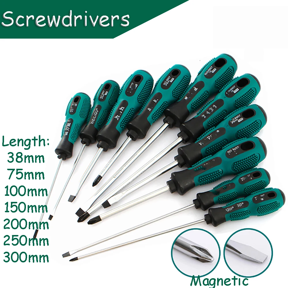 

1pcs 3mm 5mm 6mm Phillips Slotted Screwdriver Magnetic Tip Screw Driver Spanner Hand Repair Tool Durable Screwdrivers Blue TPR