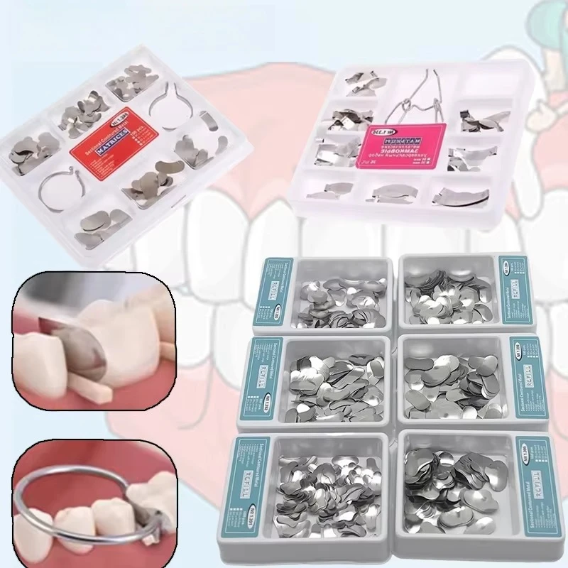 Contoured Matrix Bands Kit Dental Stainless Steel Sectional Rings Autoclavable