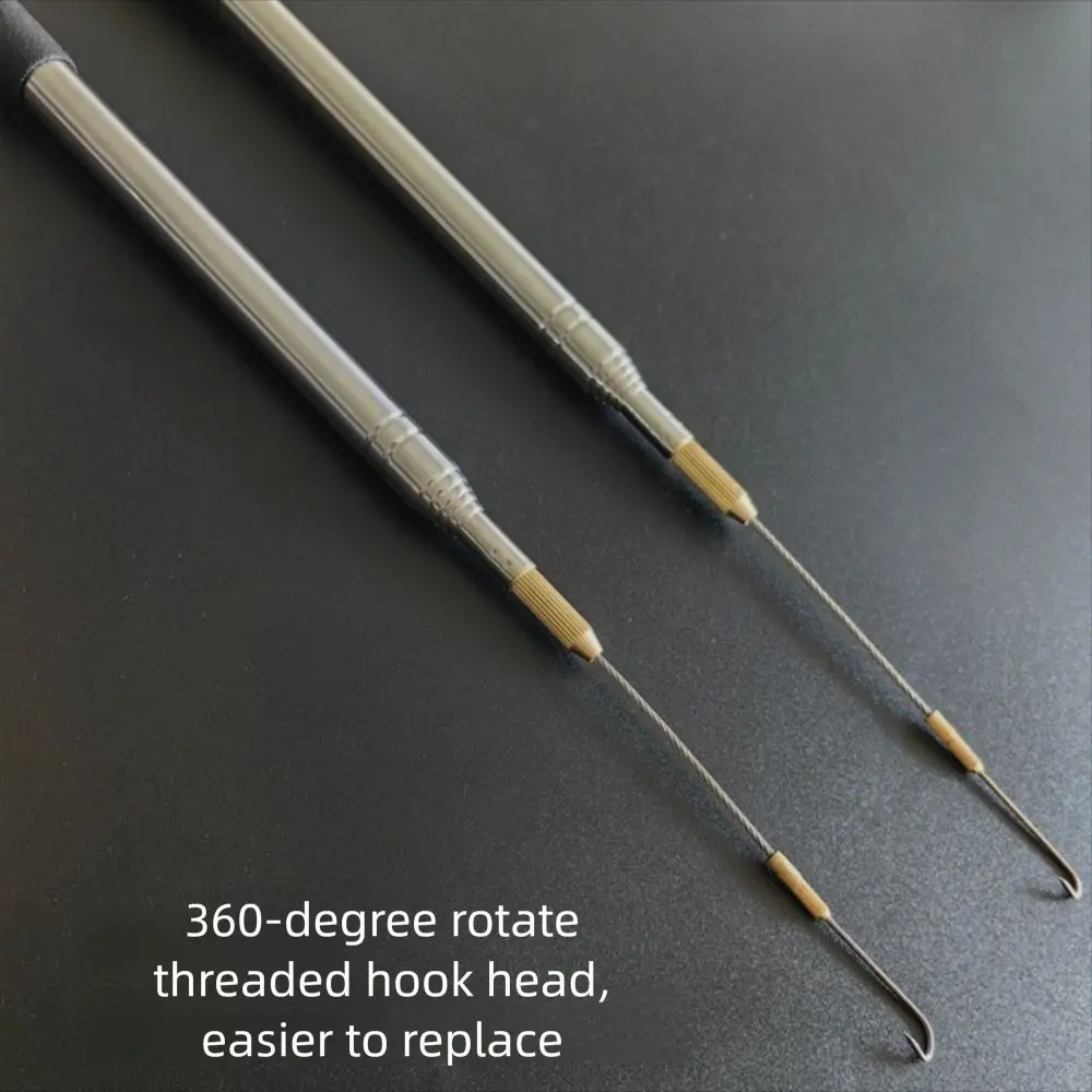 Hot Telescopic Pole Eel Hook Barbed Thread Thread Long Fish Hook 360 degree rotation Stainless Steel Handle Ricefield Eel Hook
