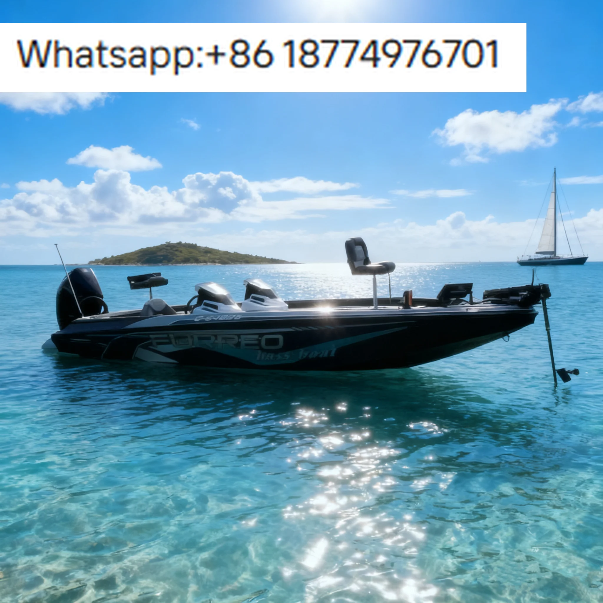 14-футовая алюминиевая лодка для рыбалки на басса с мотором и прицепом в продаже