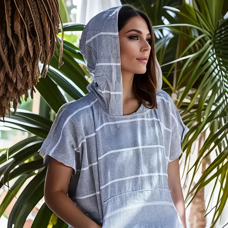 1pc Turkish Surf Poncho Changing Towel, Swim Robes, Surf Poncho, Beach Towel for Adult Men Women Beach Pool