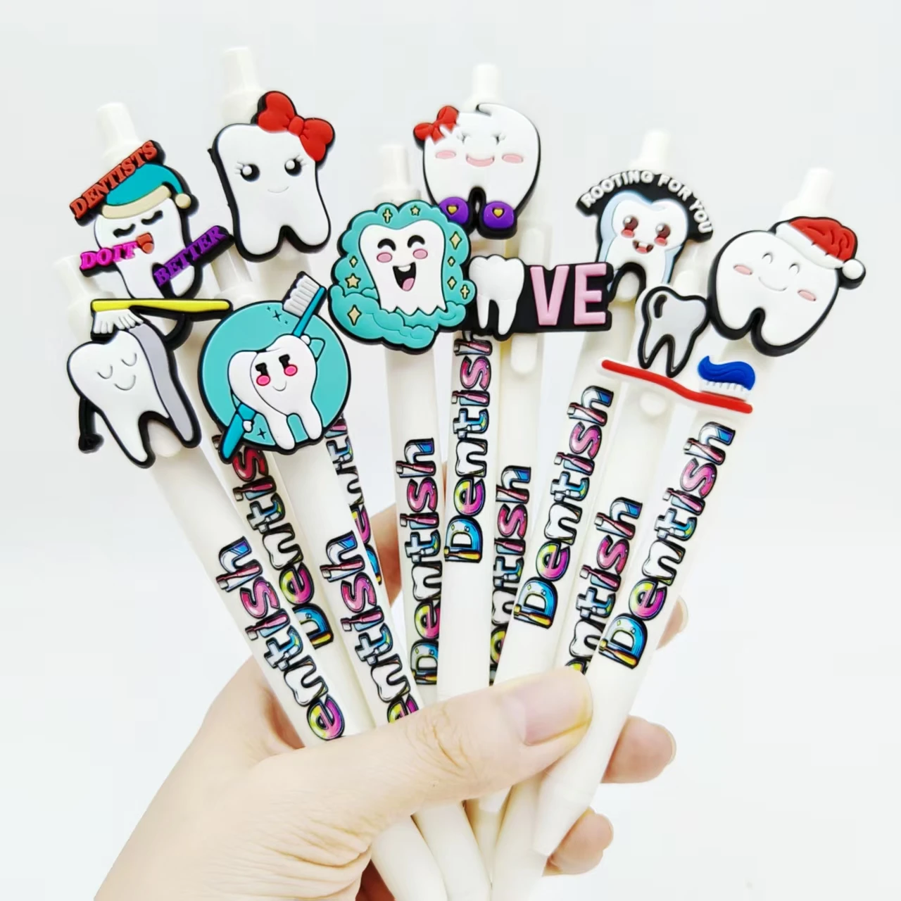 8pcs/15pcs tooth care theme ballpoint pen white series tooth patch printing gel pen gift ballpoint pen