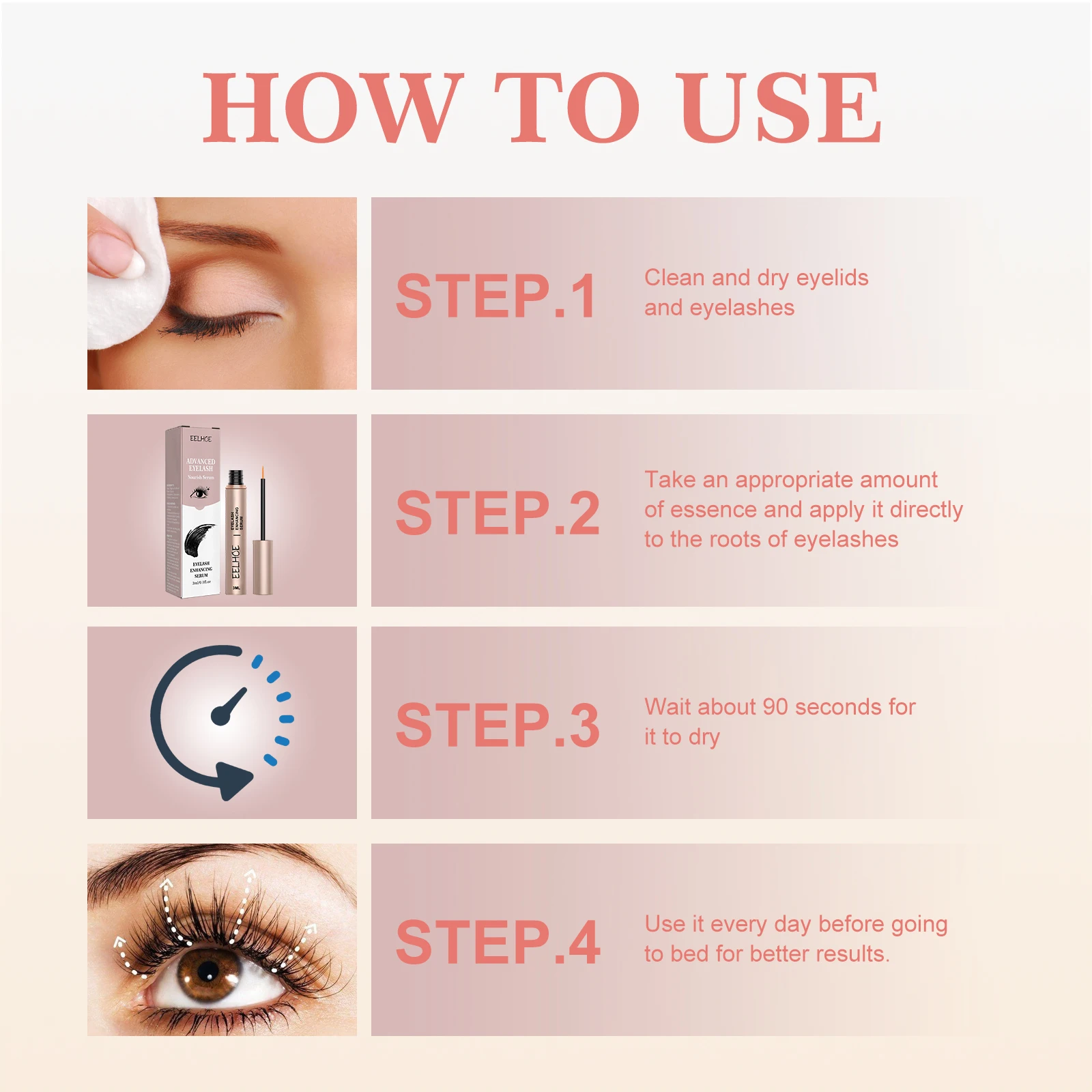 Eyelash Growth Serum Lash Enhancer Boost Longer Fuller ธรรมชาติหนา Curling Fast Absorbing Nourish Eyebrow Regrowth Essence