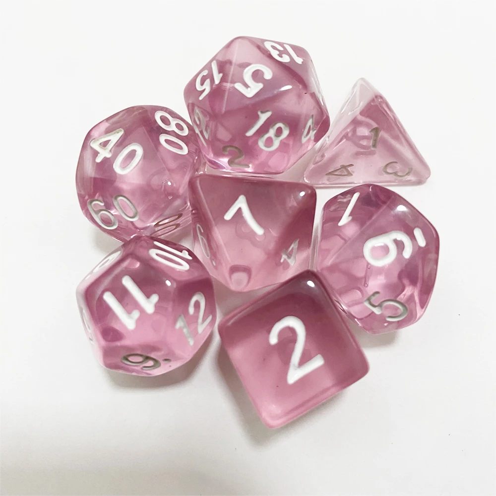 7/21/35Pcs/Set D4 D6 D8 D10 D12 D20 Dice Pink Polyhedral For RPG DND Role Playing Board Game Multiple Dice