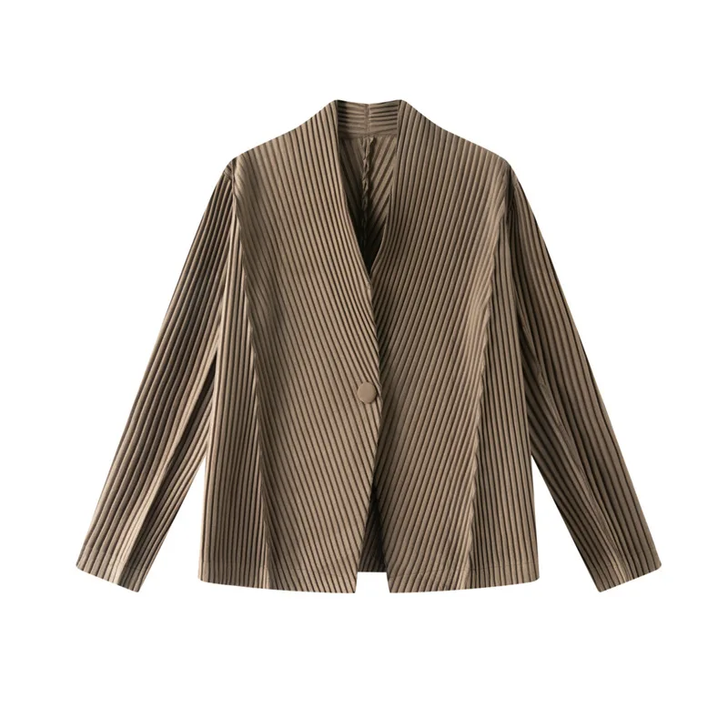 

Плиссированная куртка и кардиган в стиле Miyaka для женщин, осень 2022, новый универсальный свободный плиссированный топ с длинными рукавами