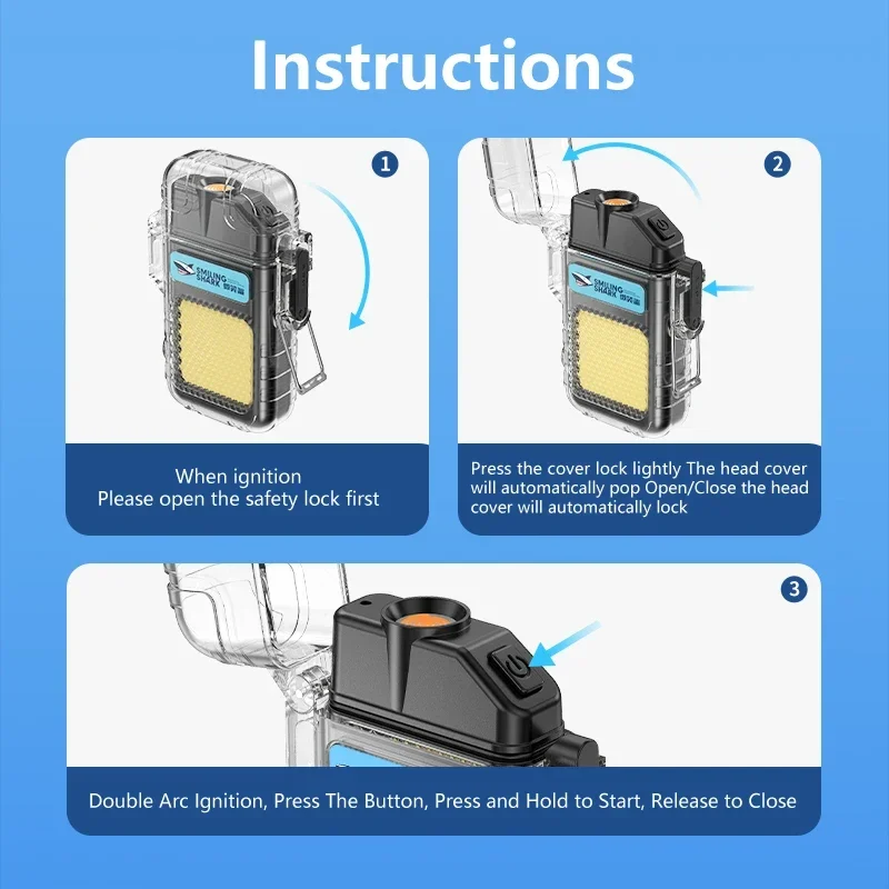 Smiling Shark TIP066 Mini Rechargeable Work Light, Arc Electric Lighter,COB Floodlight Light, Perfect for Outdoor Camping