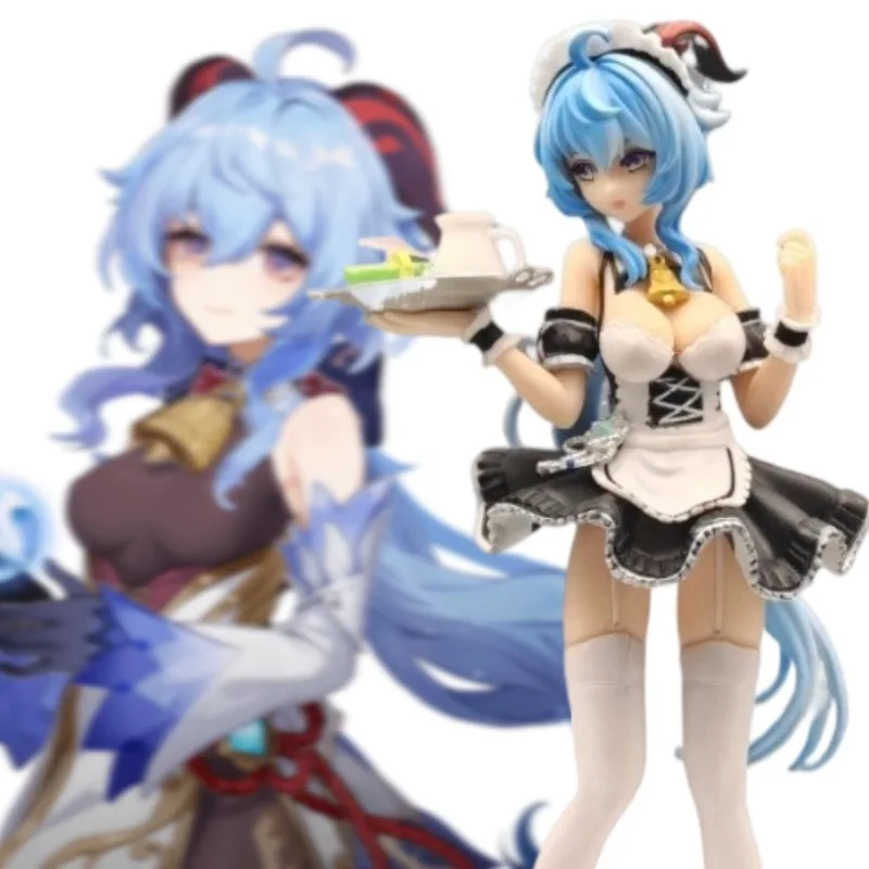 

18cm Genshin Impact Game Peripherals Gan Yu Maid Outfit Beautiful Girl Figure Desktop Ornaments Collection Toy Gifts for Friends