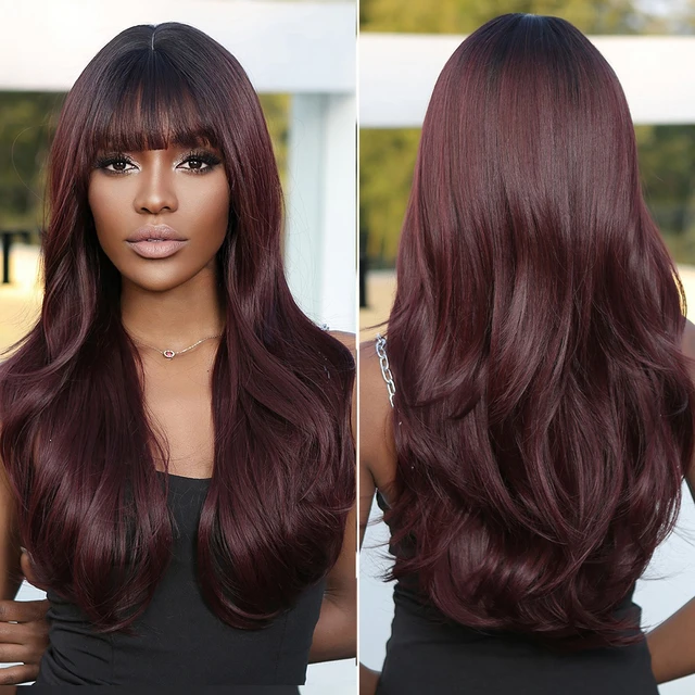 Ombre wigs with bangs hotsell