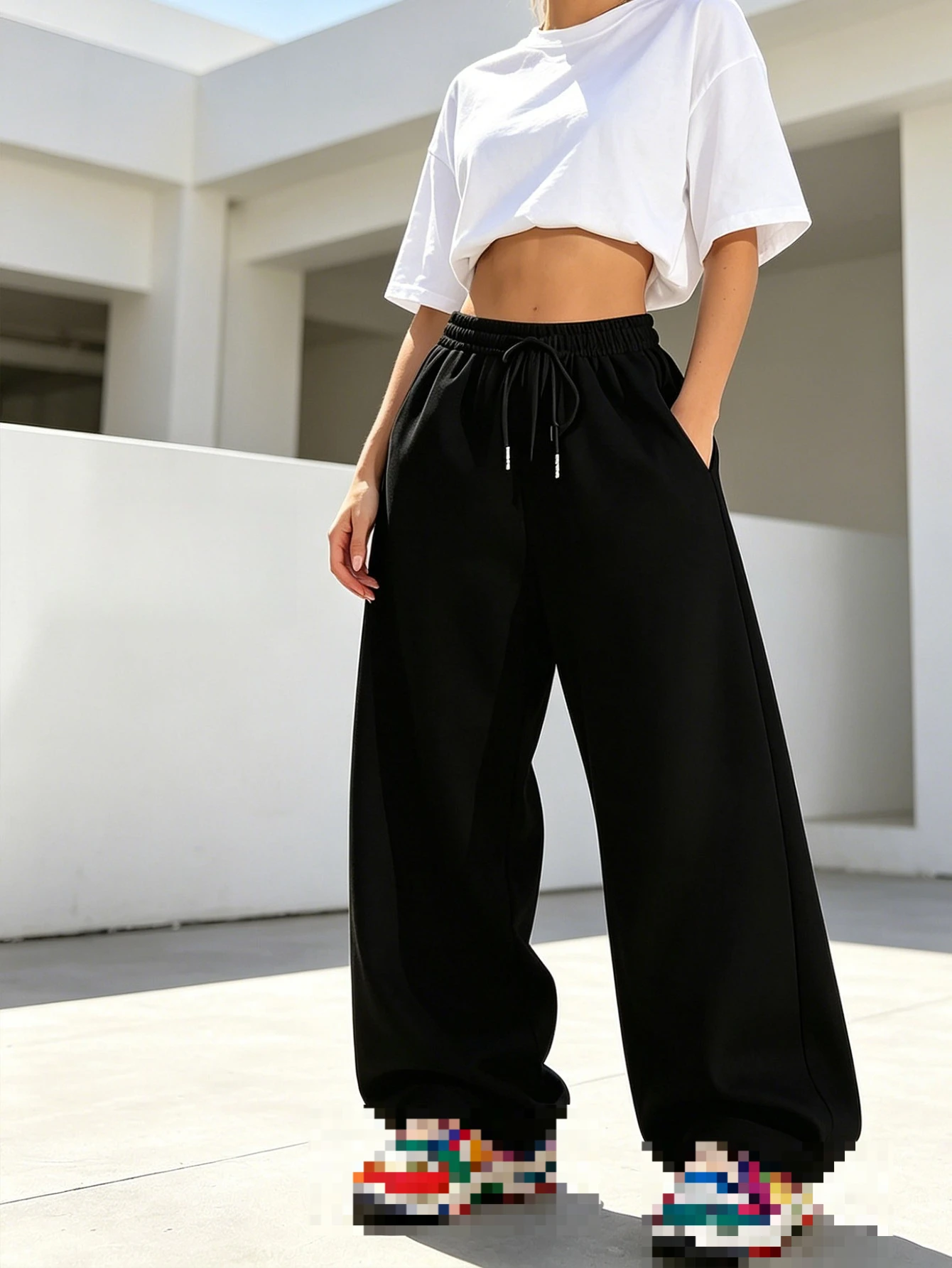 Ladies' Casual Sports Pants, Slim and Tall Straight Leg Sweatpants, Hip-hop Dance Daily Wear Wide Leg Pants