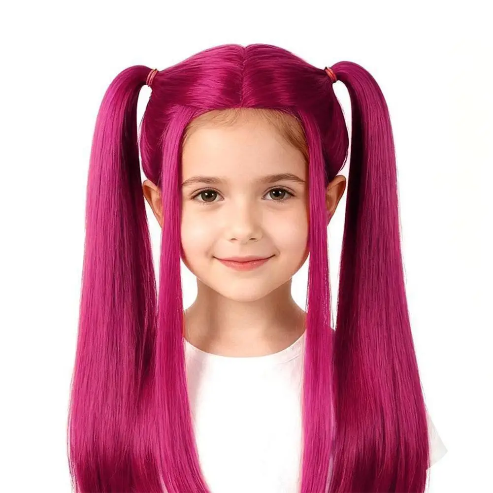 Para disfraz de cazadores de demonios, pelucas de Rumi, Cosplay para niños, pelucas de disfraz de Anime Mira Zoey para mujeres, peluca trenzada púrpura, accesorio de Cosplay para Halloween