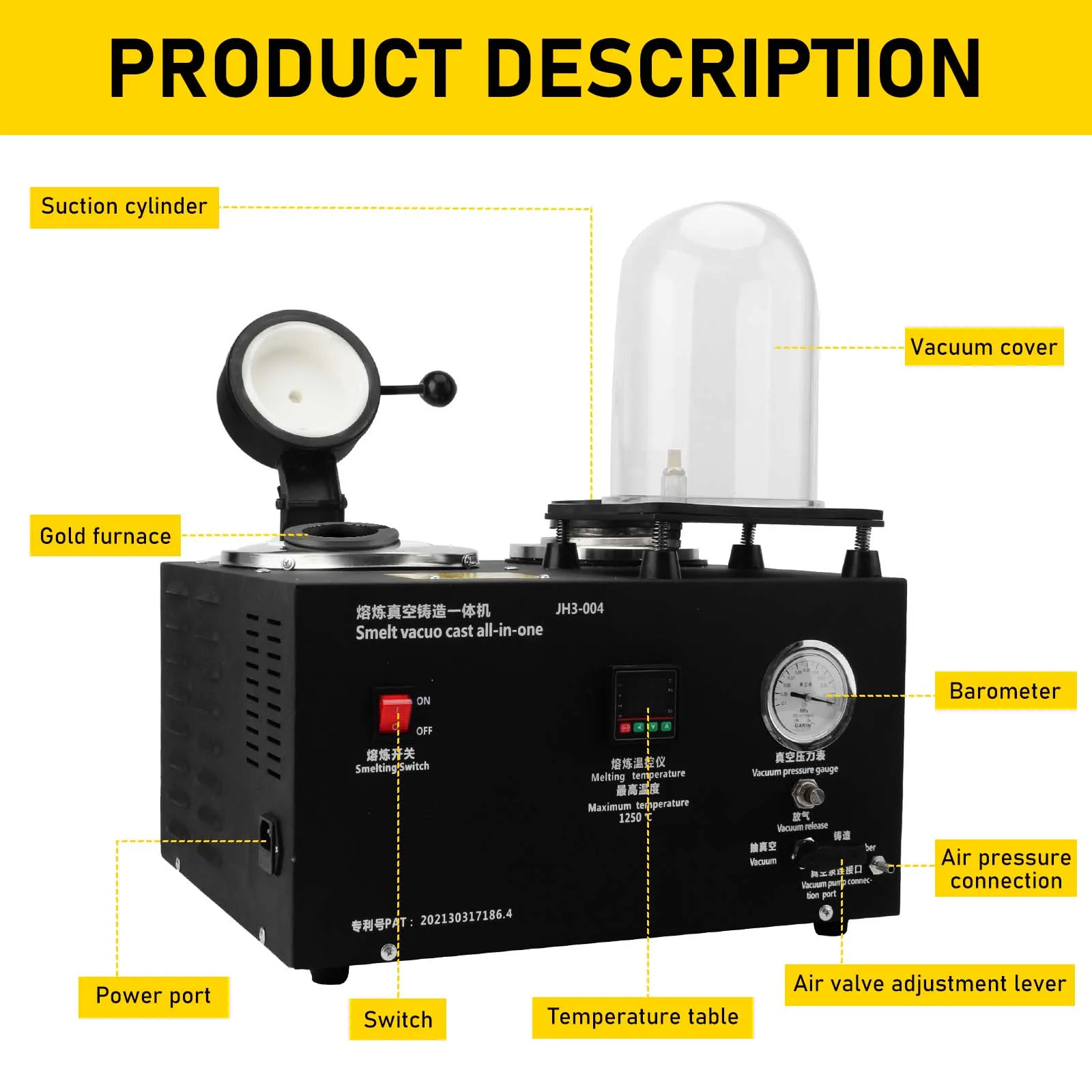 2L Lost Wax Cast Combination Gold Melting Furnace Gold Melting Machine Vacuum Casting Machine Jewelry for Aluminium Silver