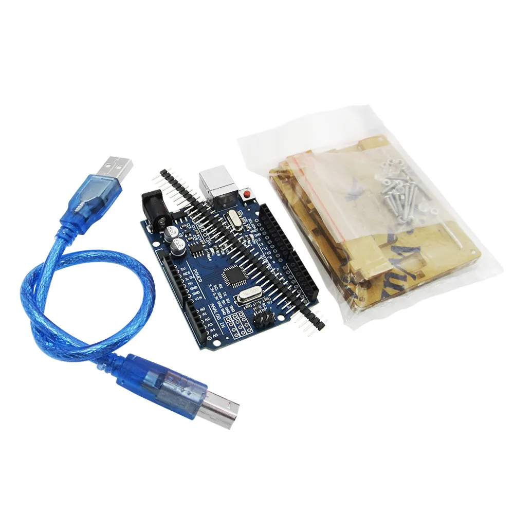 UNO R3 MEGA328P CH340G with usb cable (Compatible)+Transparent Acrylic Box