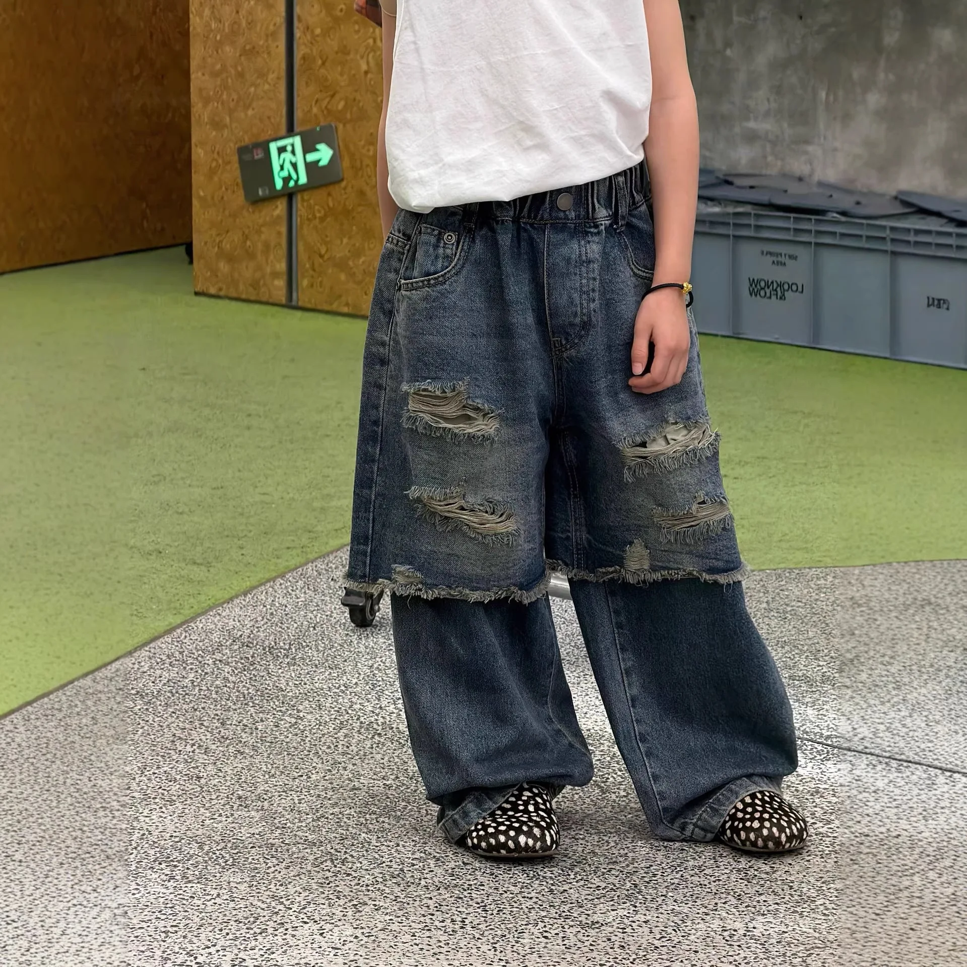 

Children Clothes Kids Handsome Denim Pants Spring 2026 New Vintage Blue Long Pants Boys Fashionable Boys Loose Jeans