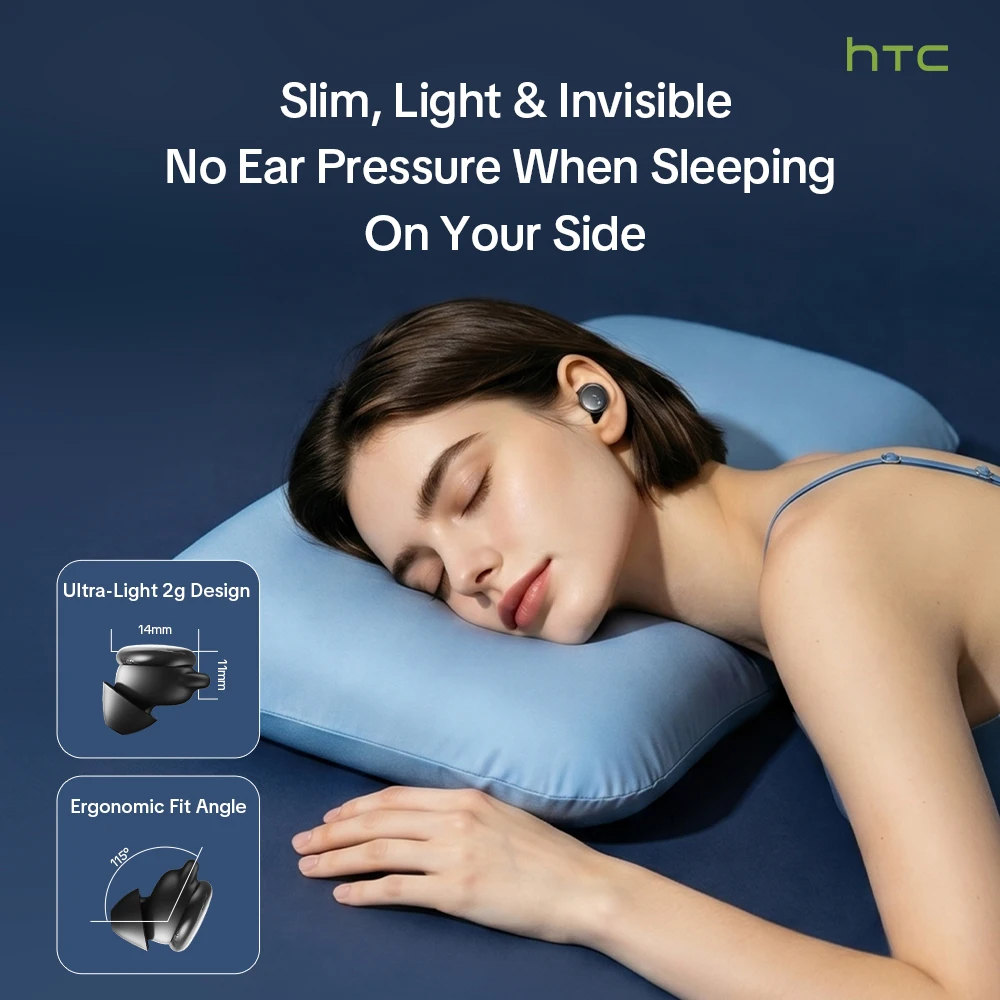 HTC NE92 Wireless Bluetooth 6.0 Sleep Earbuds In Ear Headphones Mini Invisible Earbuds 30H Playtime Comfortable Secure Fit Side Sleep Earphones HiFi Stereo Sound Noise Isolation for Sleeping Travel Office Relaxation Compatible with iOS Android - view 5